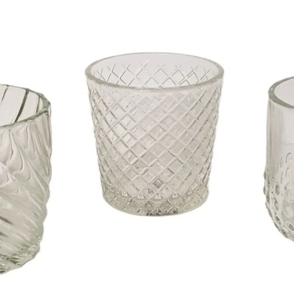 Three Pack Clear Glass Votive Candle Holders